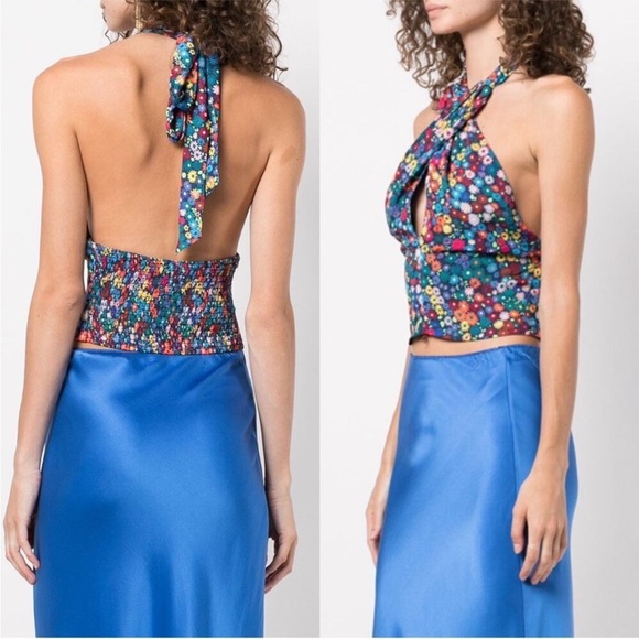 STAUD Kai Floral Print Smocked Top - Picture 2 of 8